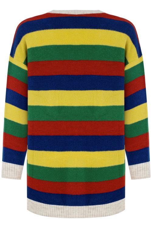  ÇİZGİLİ V YAKA TRİKO HIRKA