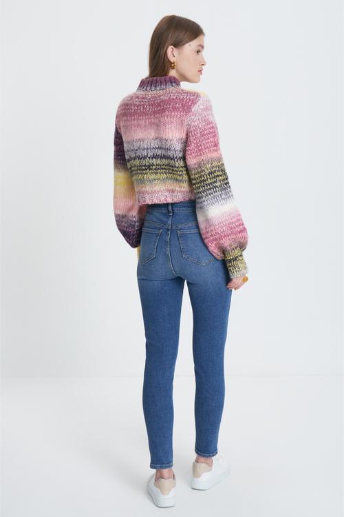  DİK YAKA TRİKO CROP KAZAK