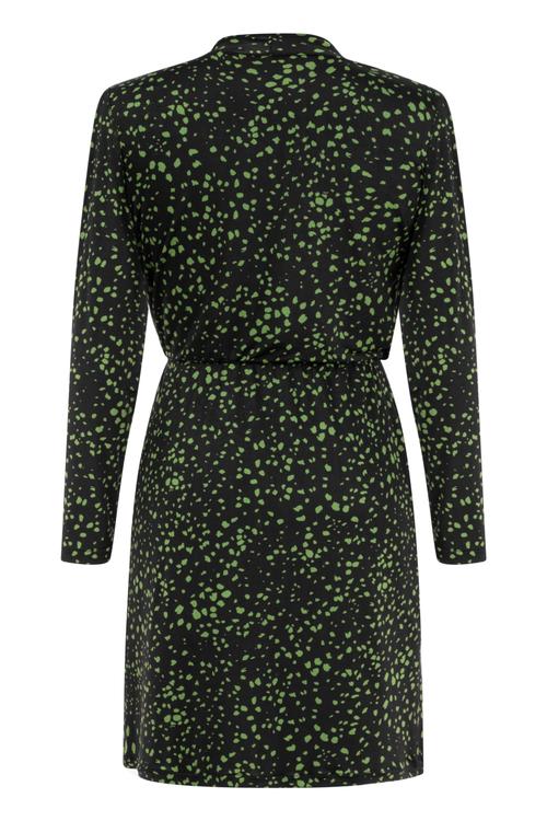  BASKILI UZUN KOLLU MİNİ KRUVAZE ELBİSE