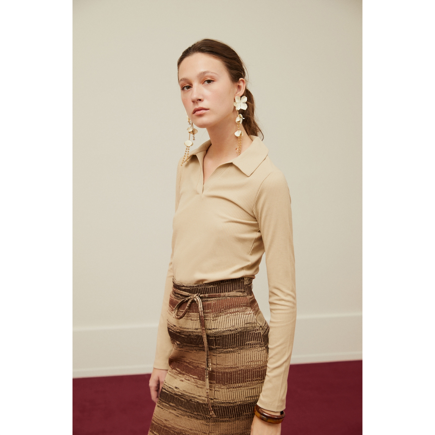 POLO YAKA UZUN KOLLU BASIC T-SHIRT