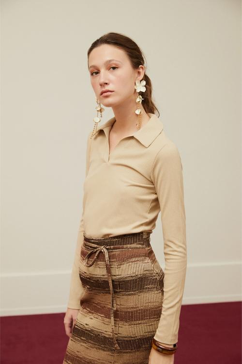  POLO YAKA UZUN KOLLU BASIC T-SHIRT