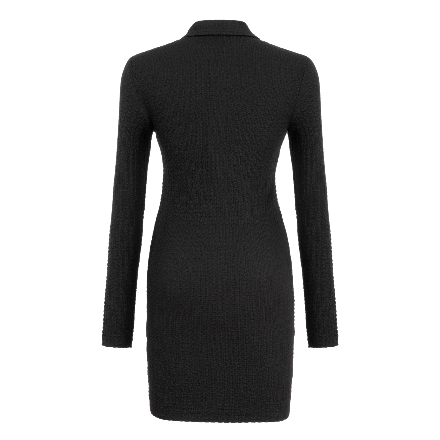 DÜĞMELİ UZUN KOLLU DAR KESİM MİNİ ELBİSE