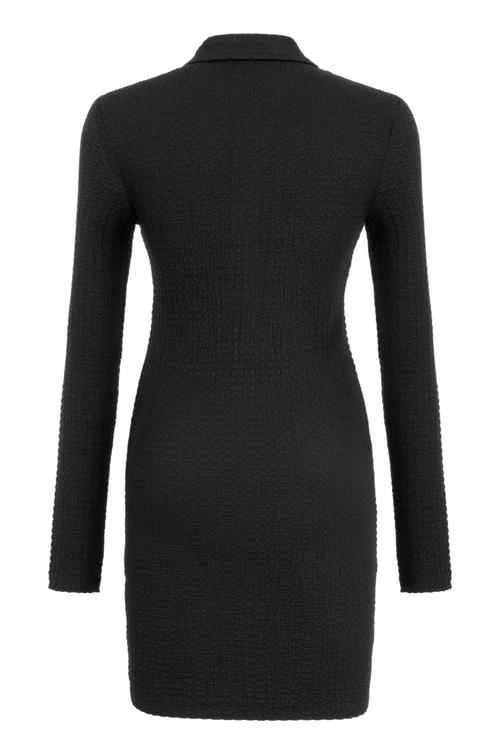  DÜĞMELİ UZUN KOLLU DAR KESİM MİNİ ELBİSE