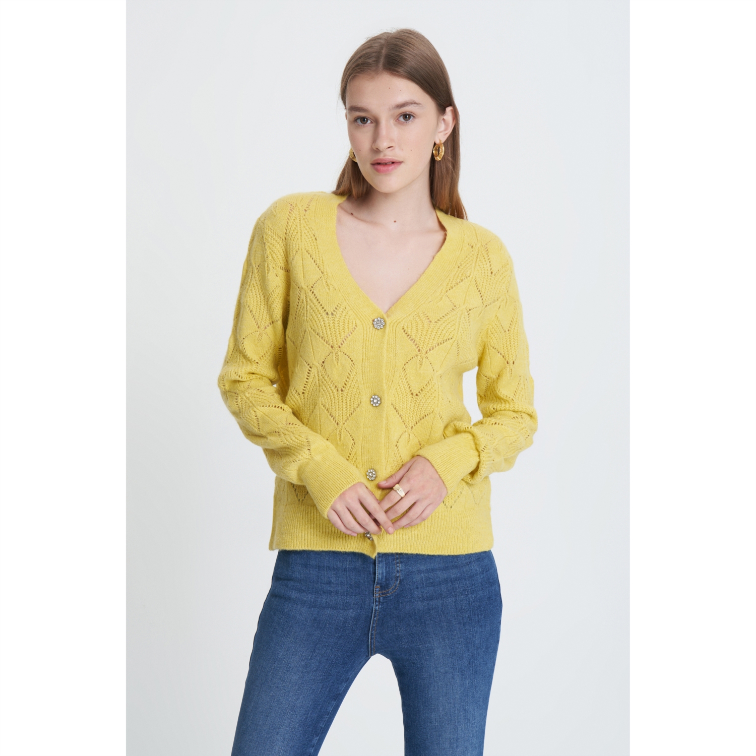 TAŞLI DÜĞME DETAYLI TRİKO HIRKA