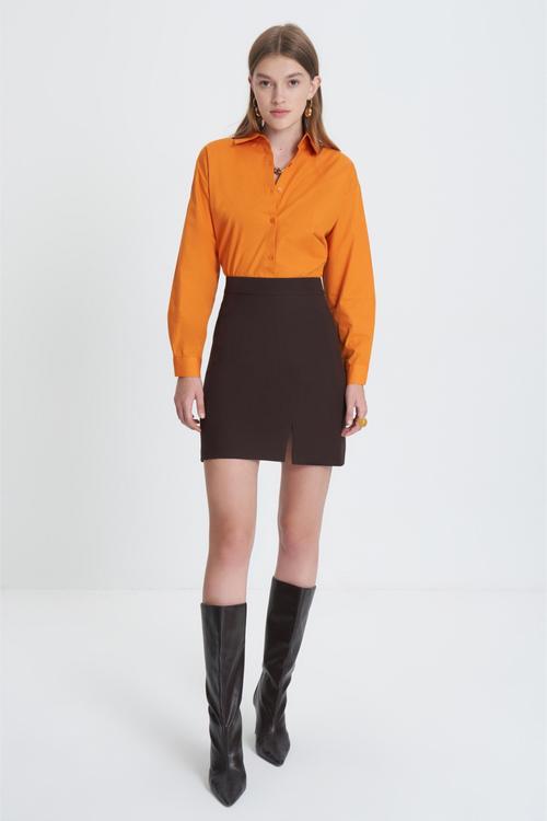  DAR KESİM YIRTMAÇLI MİNİ ETEK