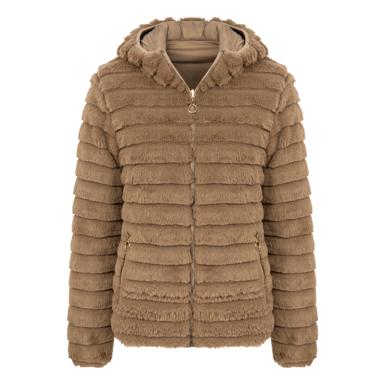 PELUŞ ÇİFT TARAFLI KAPİTONELİ MONT