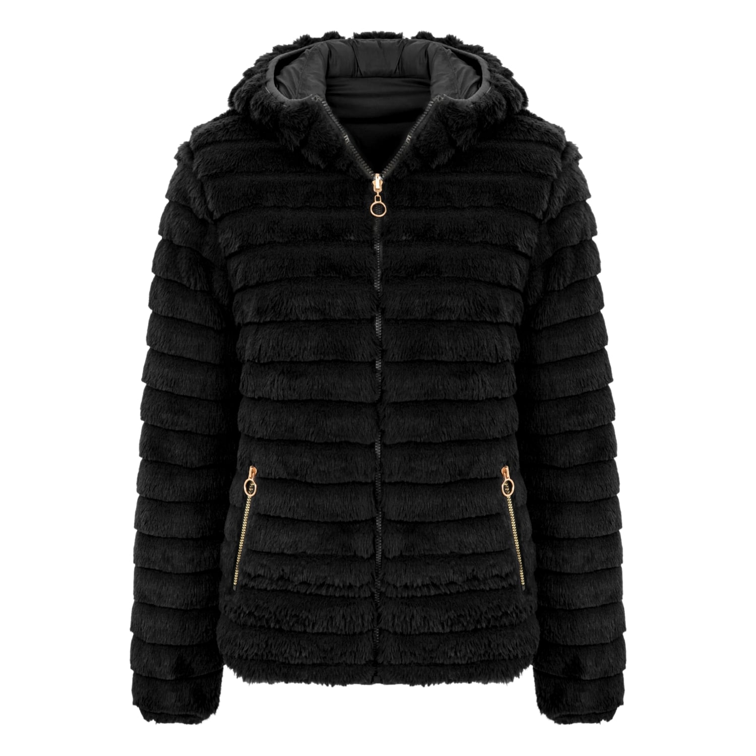 PELUŞ ÇİFT TARAFLI KAPİTONELİ MONT