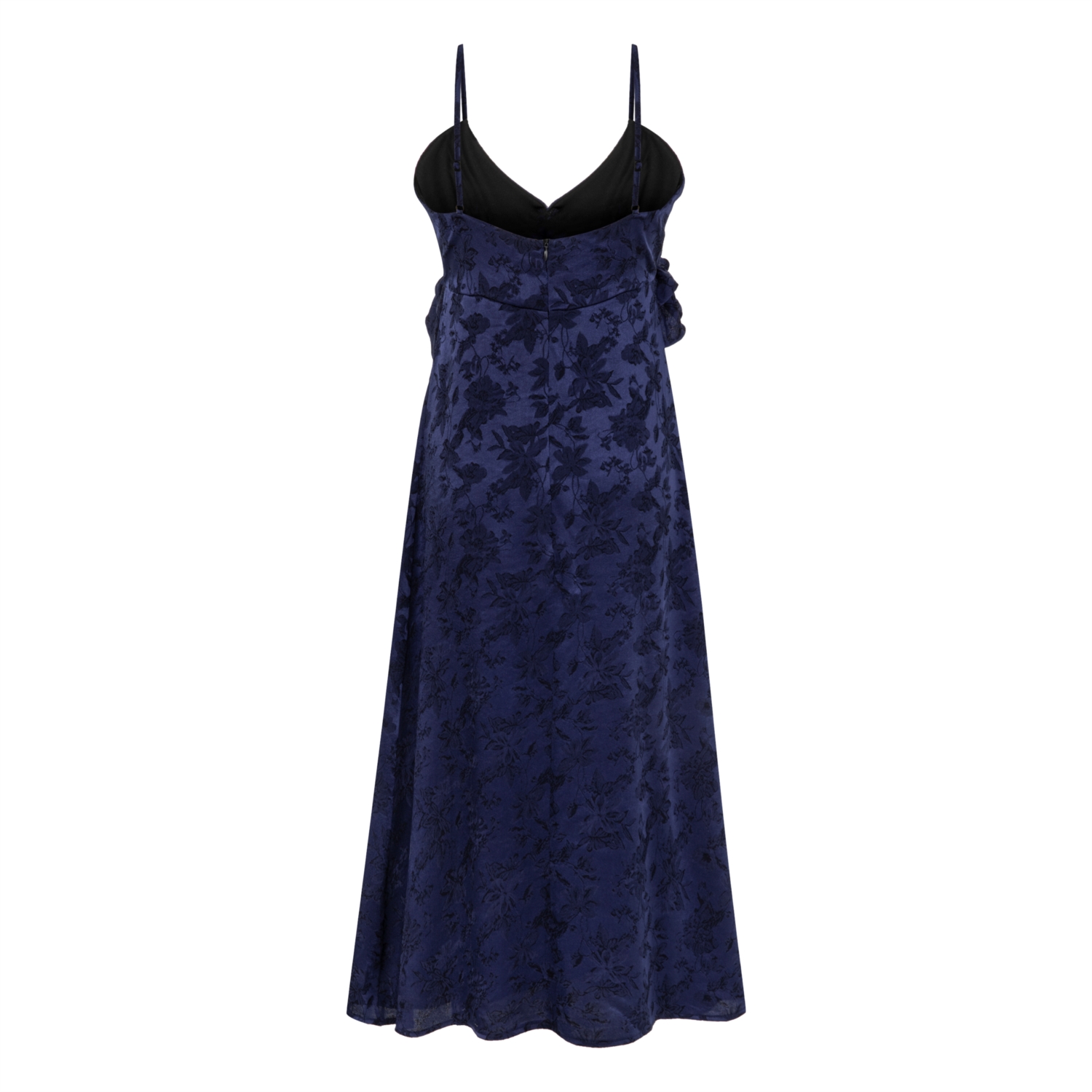 ÇİÇEK DESENLİ ASKILI PEPLUM MİDİ ELBİSE