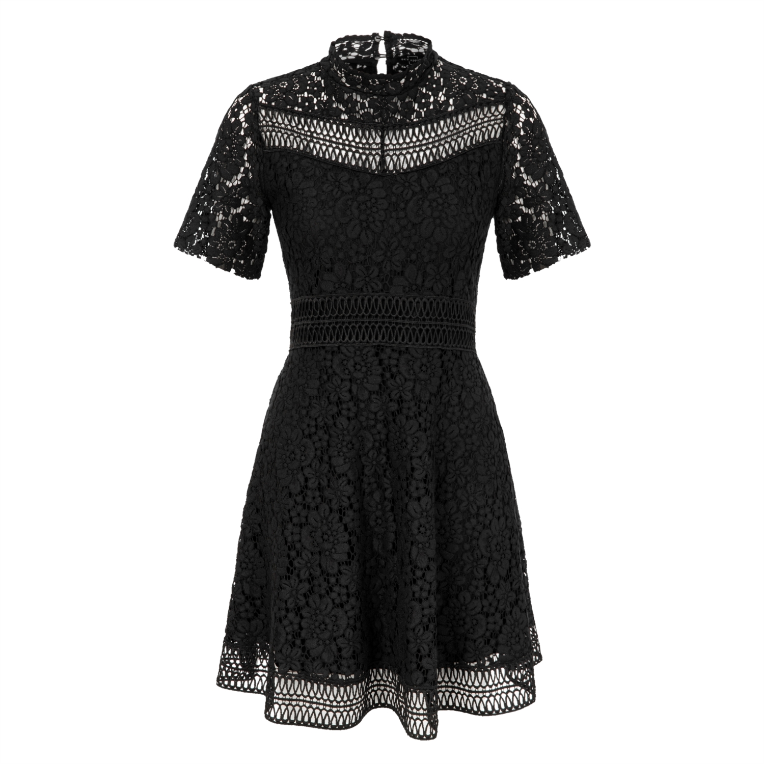 DANTELLİ KISA KOLLU MİNİ ELBİSE