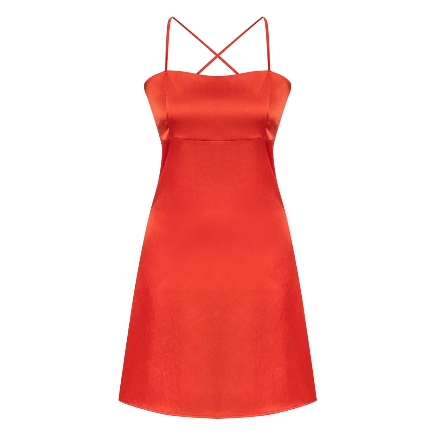 ÇAPRAZ ASKILI SATEN GÖRÜNÜMLÜ MİNİ ELBİSE