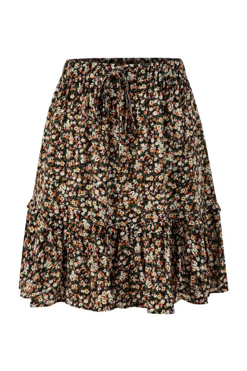  ÇİÇEK DESENLİ FIRFIRLI MİNİ ETEK