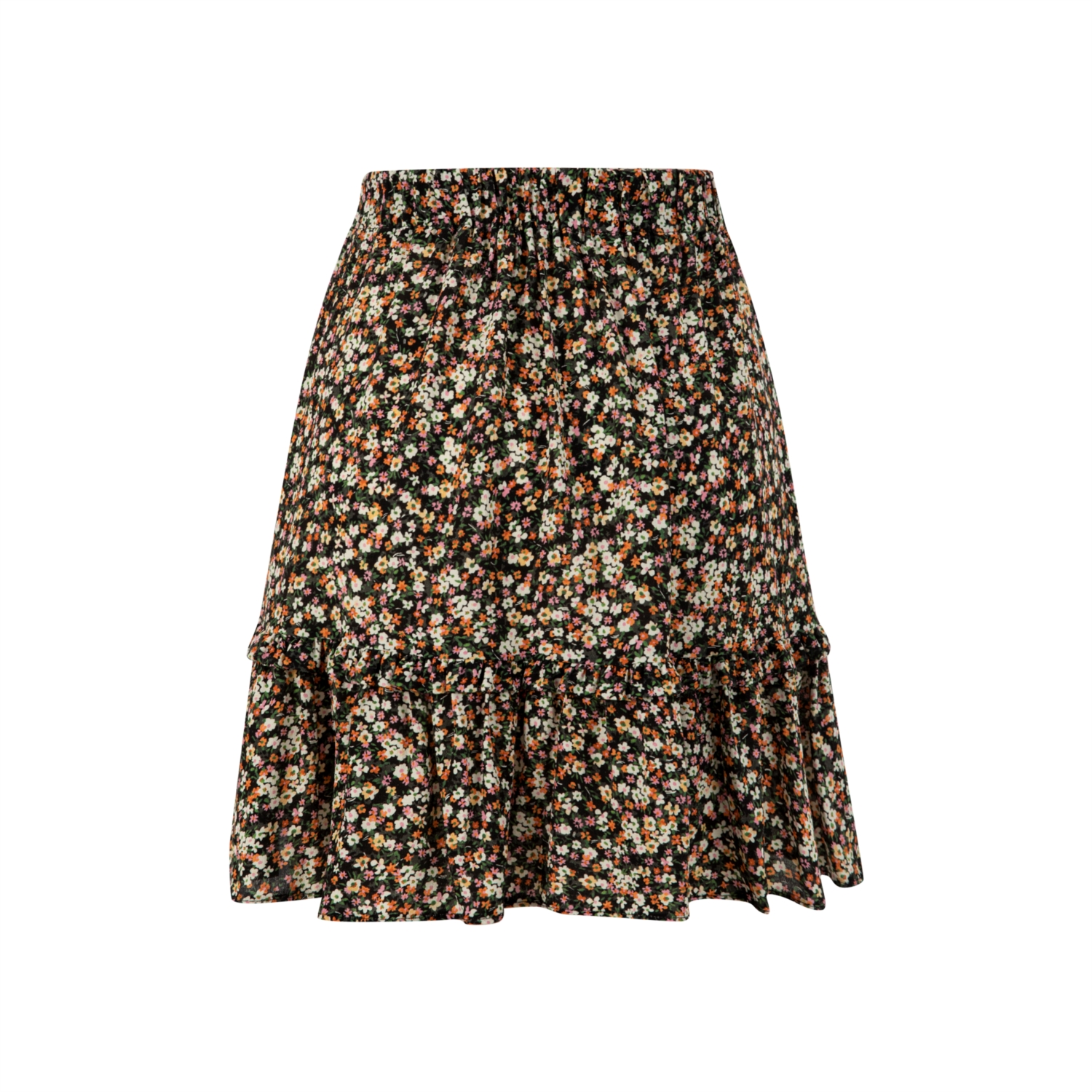 ÇİÇEK DESENLİ FIRFIRLI MİNİ ETEK