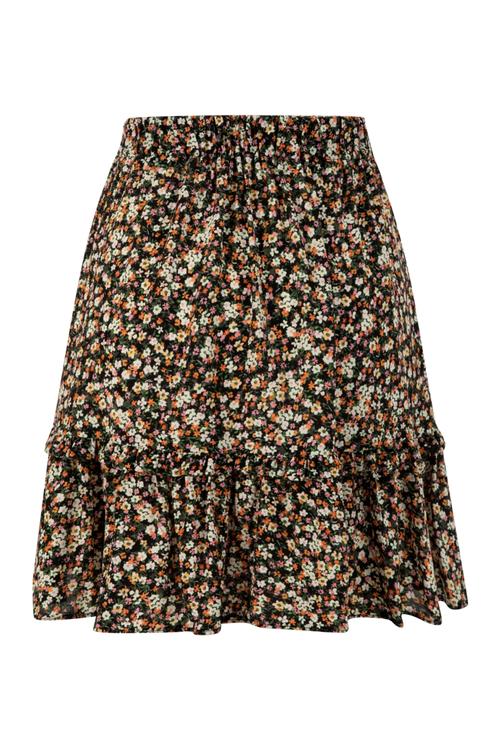  ÇİÇEK DESENLİ FIRFIRLI MİNİ ETEK