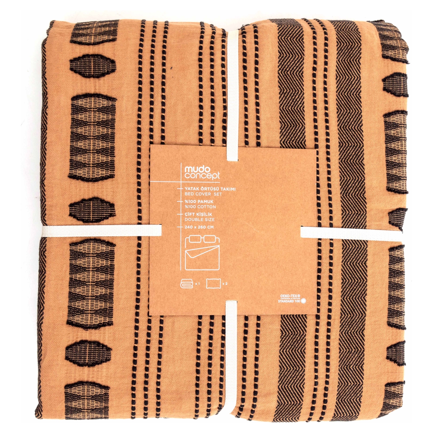 YURI YATAK ÖRTÜSÜ TAKIMI ÇİFT KİŞİLİK KİREMİT 240X260