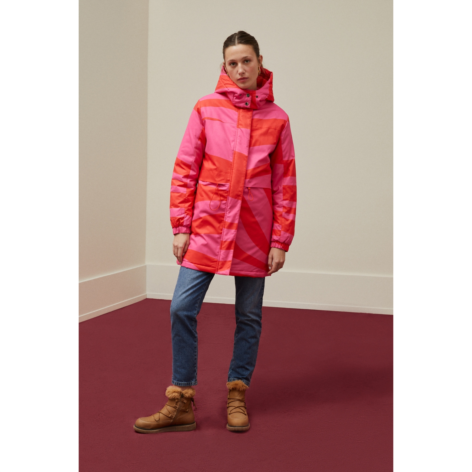 BASKILI KAPÜŞONLU MONT