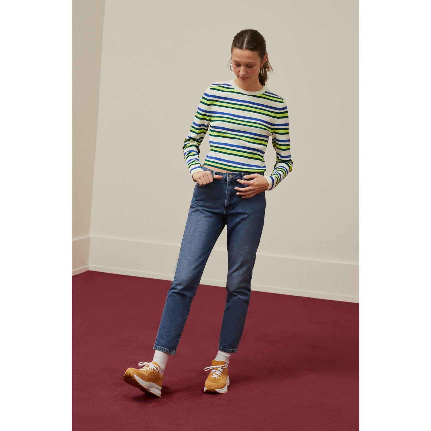 ÇİZGİLİ BİSİKLET YAKA KAZAK