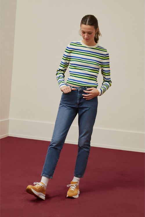  ÇİZGİLİ BİSİKLET YAKA KAZAK