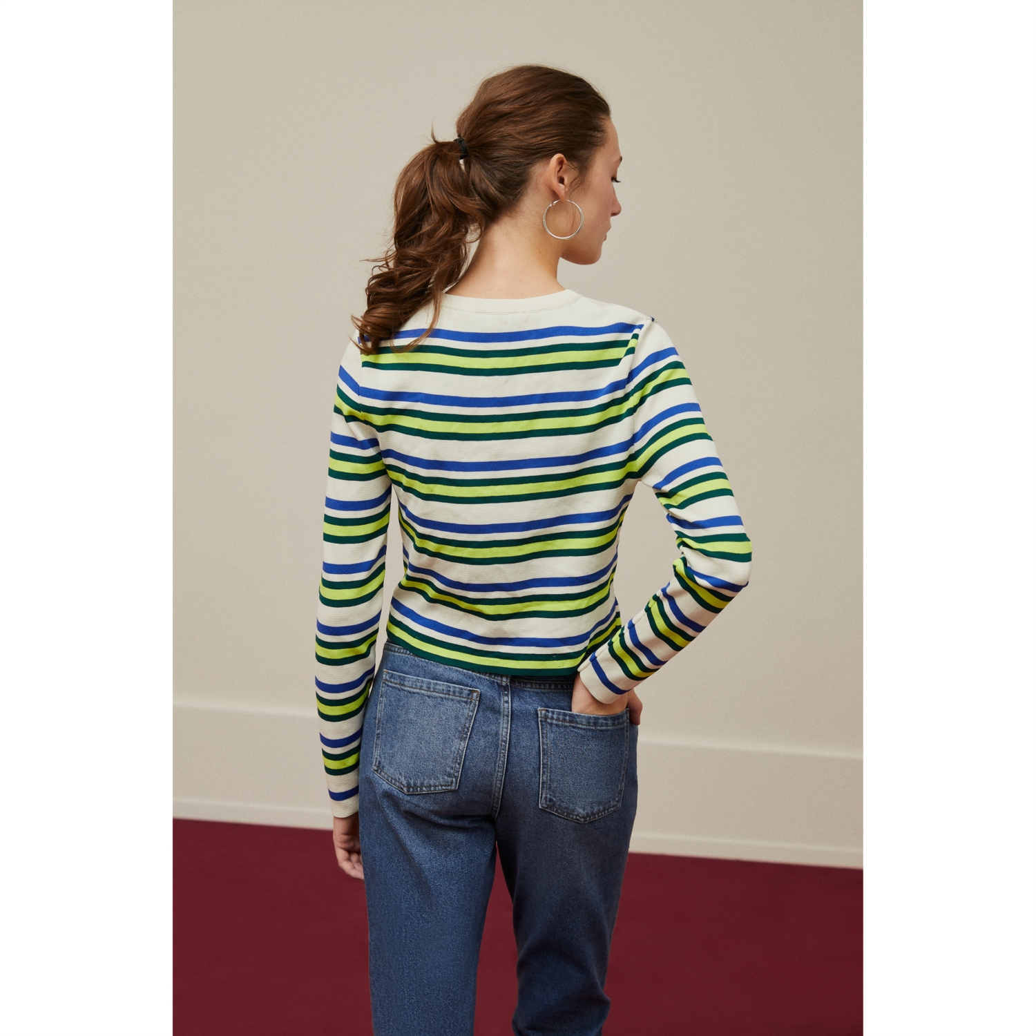 ÇİZGİLİ BİSİKLET YAKA KAZAK