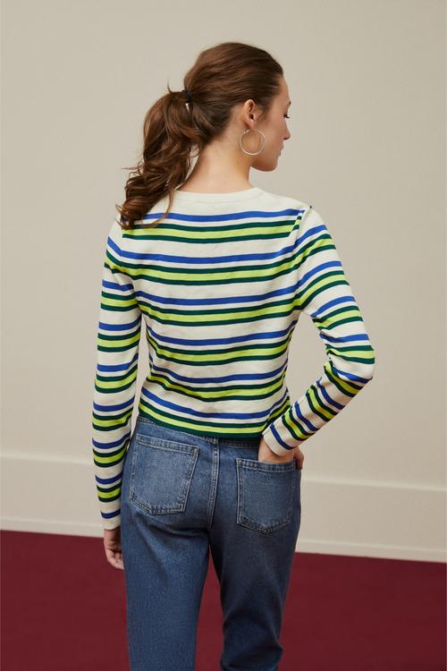  ÇİZGİLİ BİSİKLET YAKA KAZAK