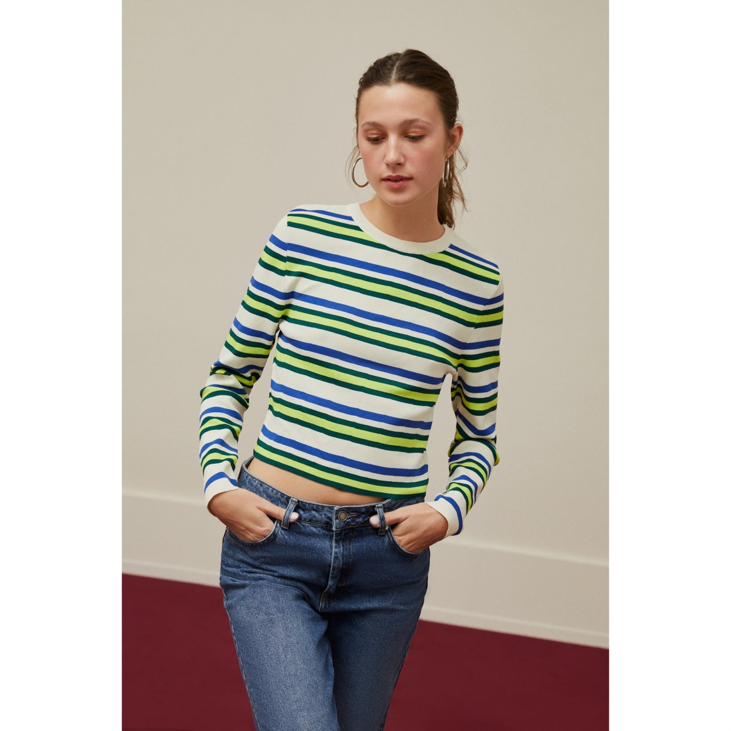 ÇİZGİLİ BİSİKLET YAKA KAZAK