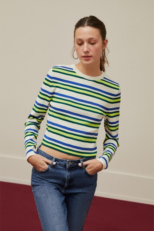  ÇİZGİLİ BİSİKLET YAKA KAZAK