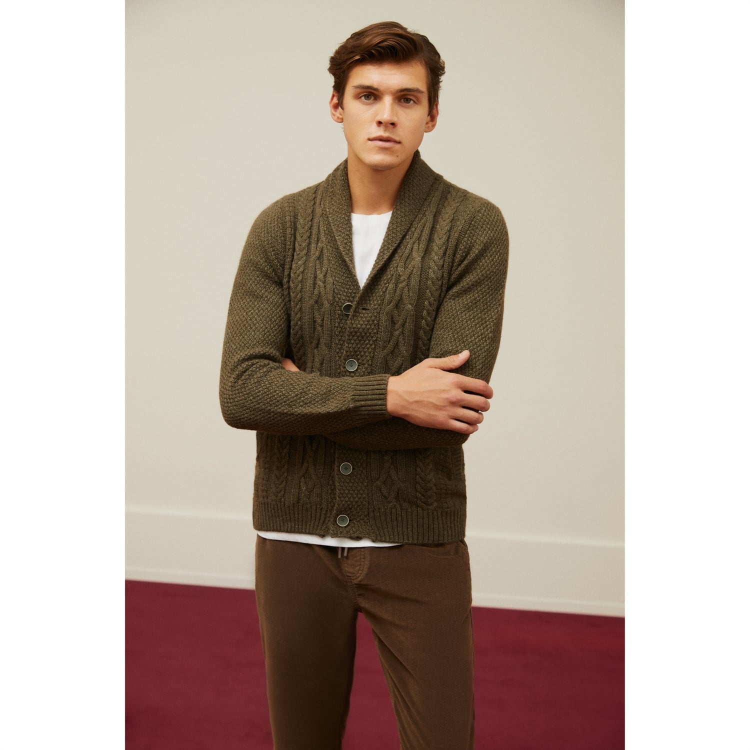 ŞAL YAKA SAÇ ÖRGÜLÜ UZUN KOLLU TRİKO HIRKA