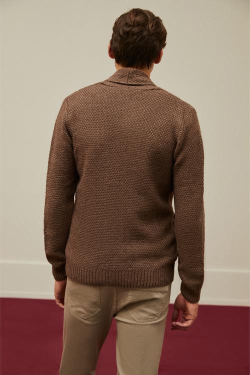  ŞAL YAKA SAÇ ÖRGÜLÜ UZUN KOLLU TRİKO HIRKA