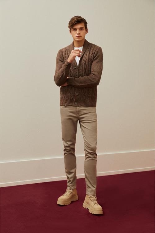  ŞAL YAKA SAÇ ÖRGÜLÜ UZUN KOLLU TRİKO HIRKA