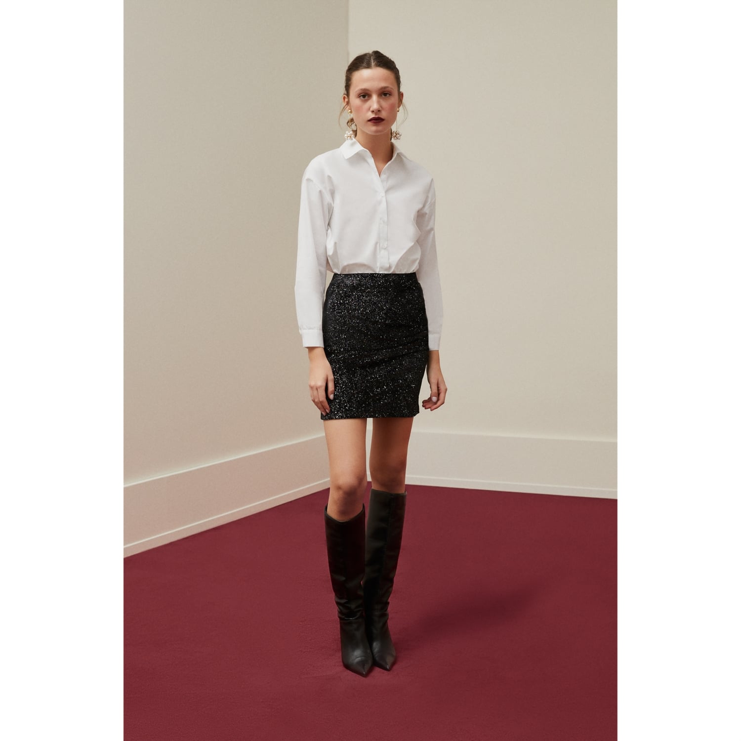 SİMLİ DRAPELİ A FORM MİNİ ETEK