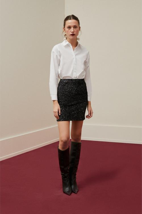  SİMLİ DRAPELİ A FORM MİNİ ETEK