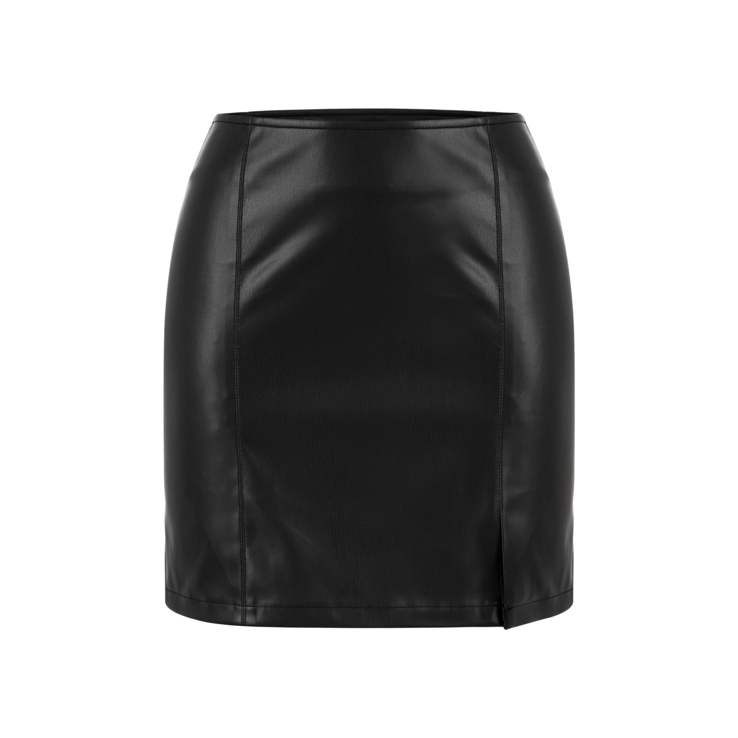 DERİ GÖRÜNÜMLÜ DAR KESİM MİNİ ETEK