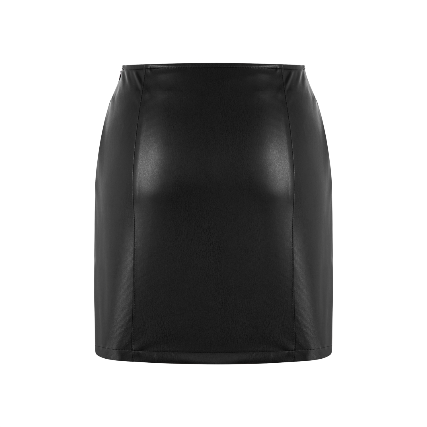 DERİ GÖRÜNÜMLÜ DAR KESİM MİNİ ETEK