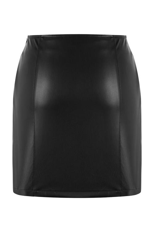  DERİ GÖRÜNÜMLÜ DAR KESİM MİNİ ETEK