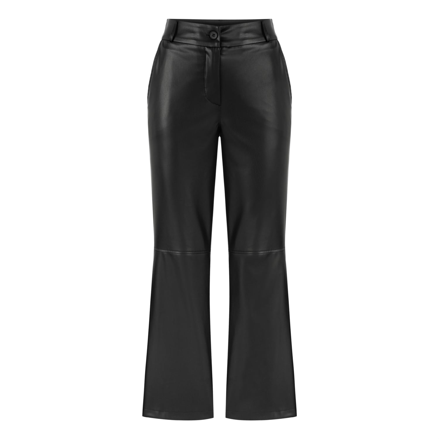 DERİ GÖRÜNÜMLÜ FLARE KESİM PANTOLON