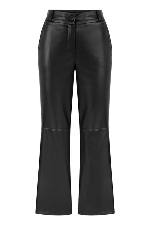  DERİ GÖRÜNÜMLÜ FLARE KESİM PANTOLON