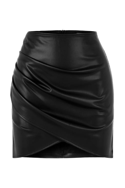  DERİ GÖRÜNÜMLÜ MİNİ ETEK