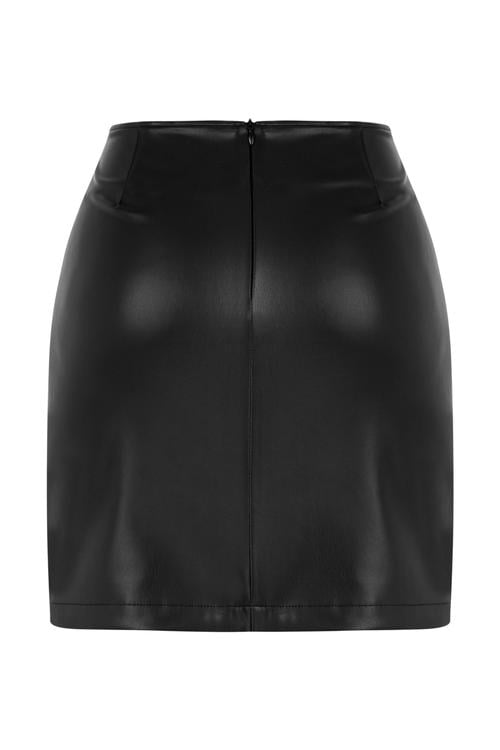  DERİ GÖRÜNÜMLÜ MİNİ ETEK