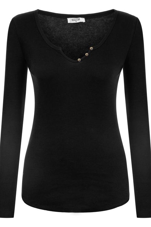  V YAKA UZUN KOLLU BASIC T-SHIRT