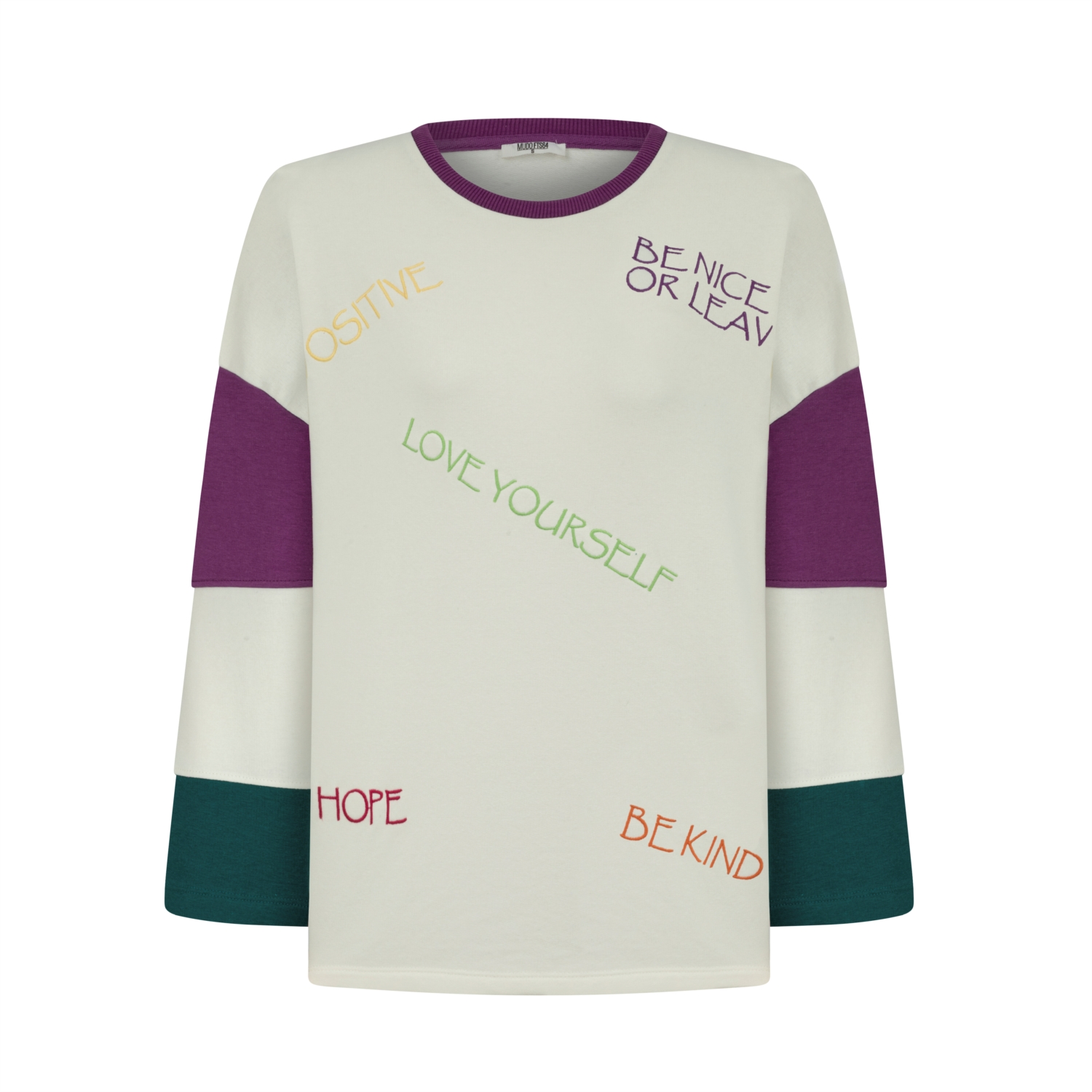 SLOGAN BASKILI BİSİKLET YAKA SWEATSHIRT