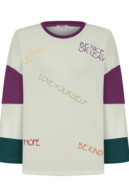  SLOGAN BASKILI BİSİKLET YAKA SWEATSHIRT