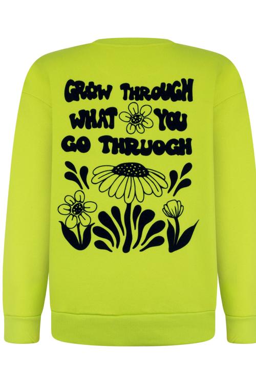  ÇİÇEK NAKIŞLI BİSİKLET YAKA SWEATSHIRT