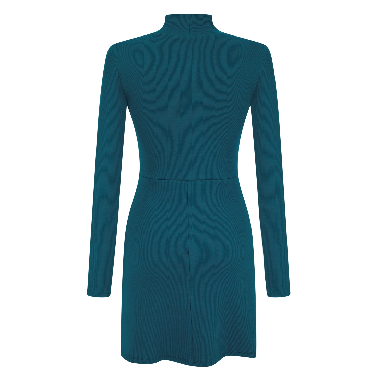 DİK YAKA UZUN KOLLU MİNİ ELBİSE