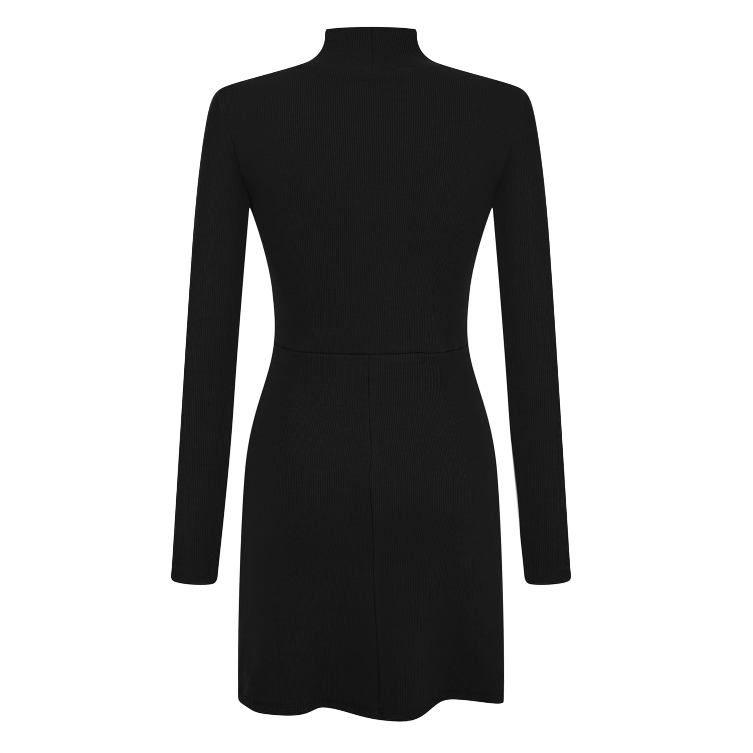 DİK YAKA UZUN KOLLU MİNİ ELBİSE