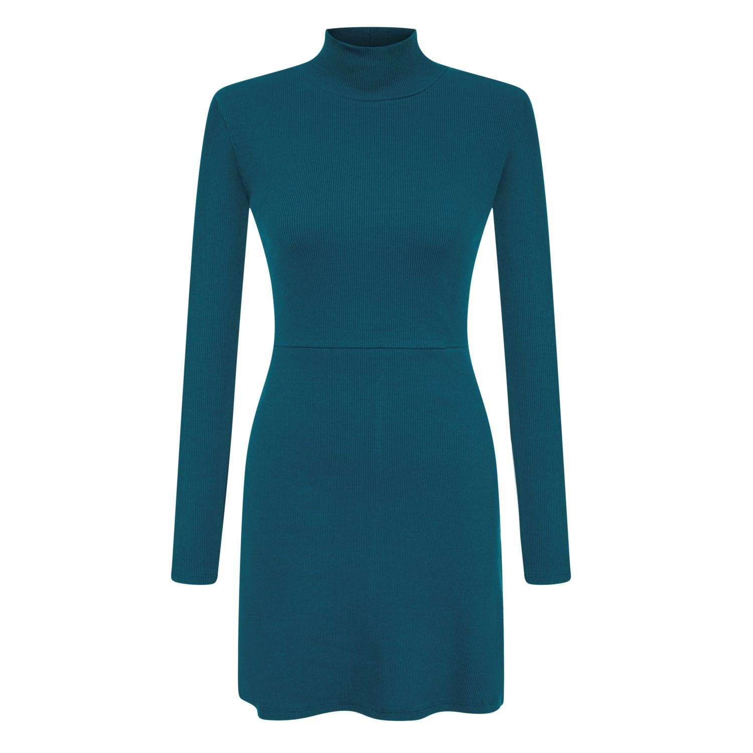 DİK YAKA UZUN KOLLU MİNİ ELBİSE