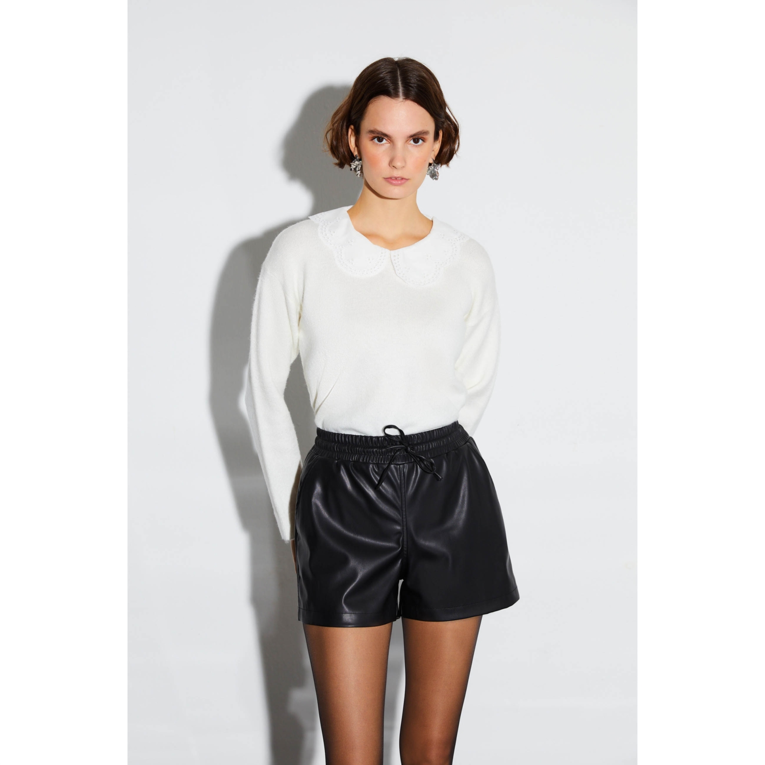 FİSTO İŞLEMELİ BEBE YAKA TRİKO KAZAK