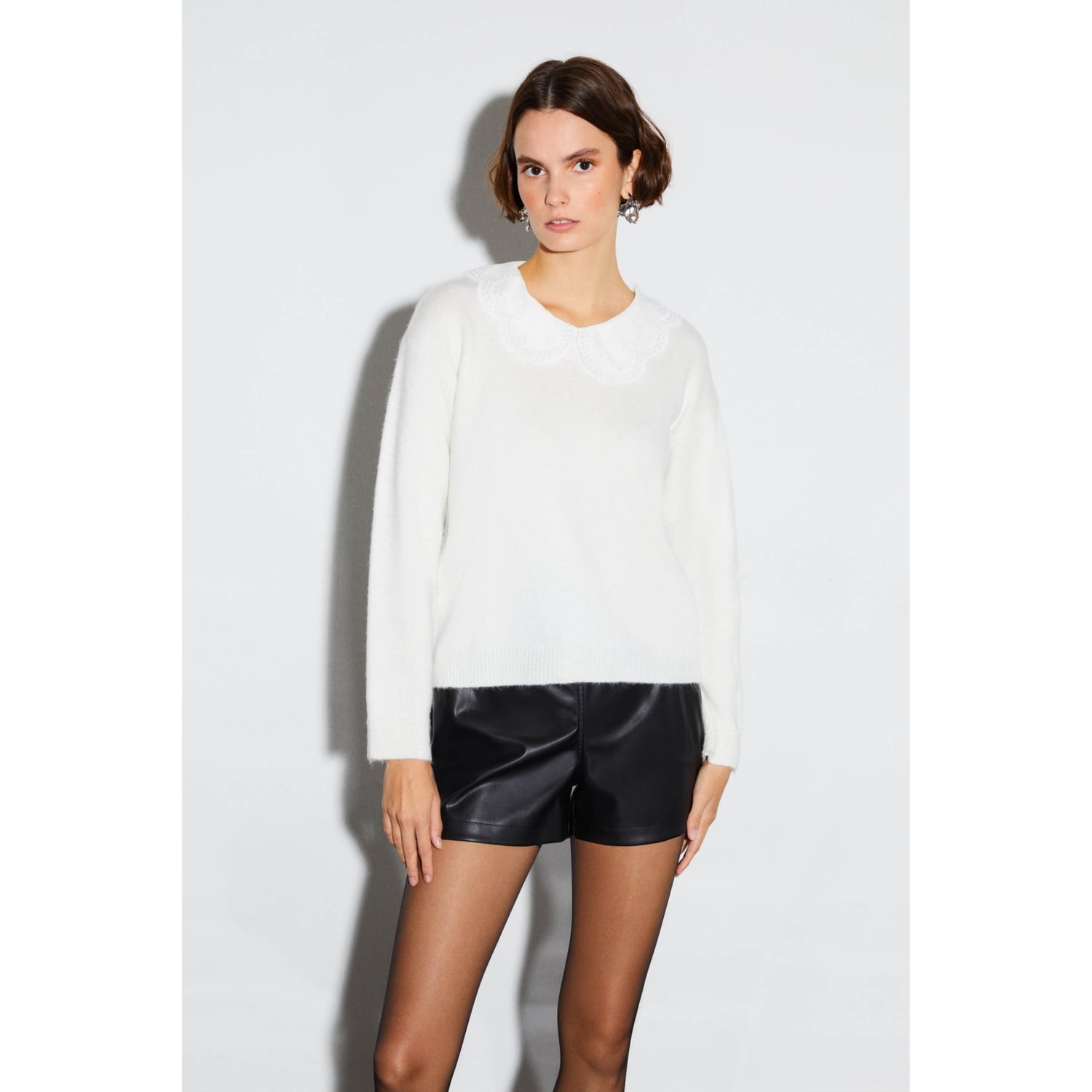 FİSTO İŞLEMELİ BEBE YAKA TRİKO KAZAK