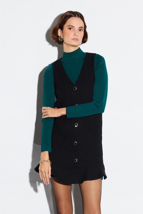  FIRFIRLI KOLSUZ A FORM MİNİ ELBİSE