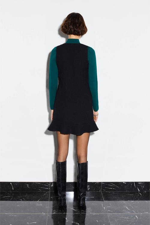  FIRFIRLI KOLSUZ A FORM MİNİ ELBİSE