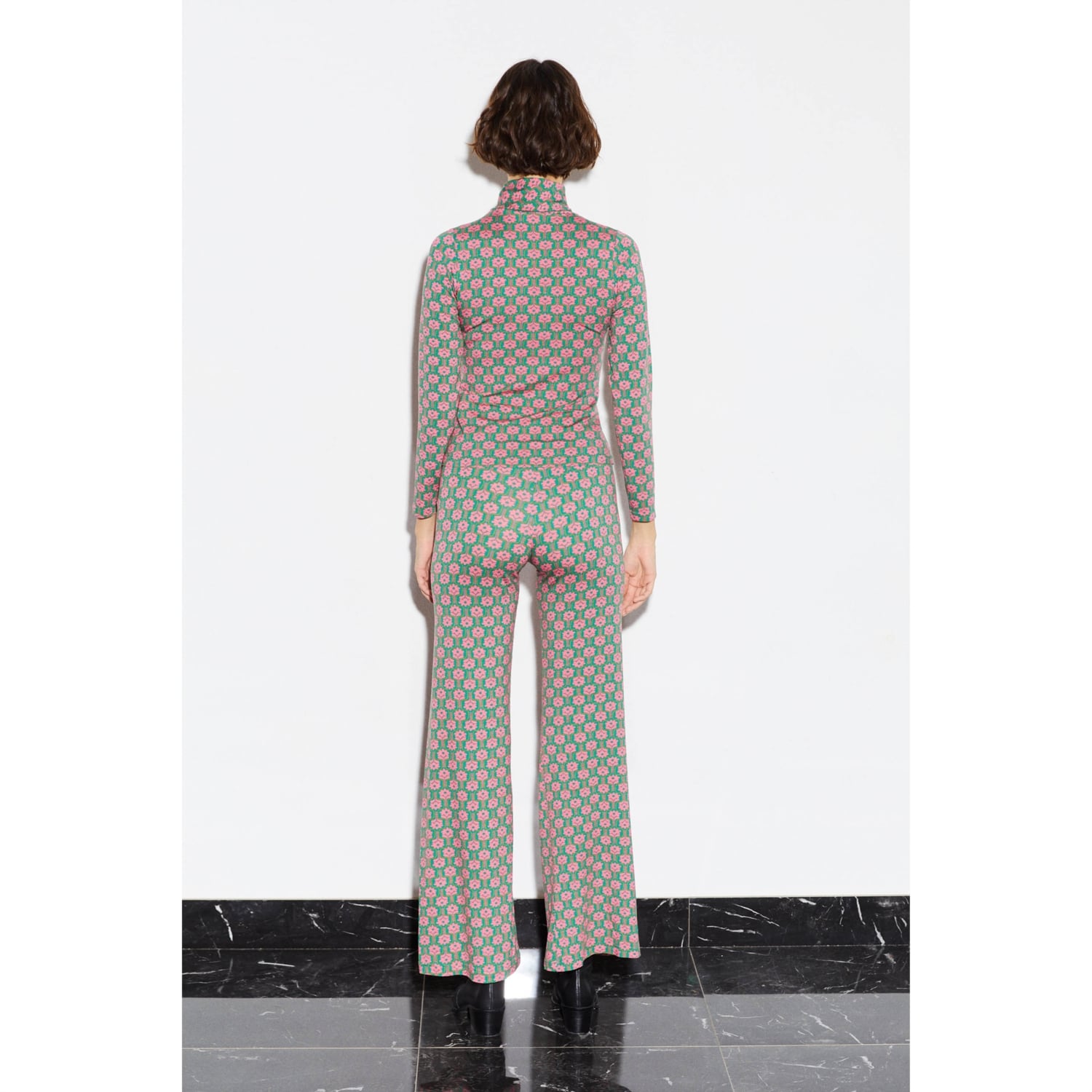 ÇİÇEK DESENLİ FLARE KESİM PANTOLON