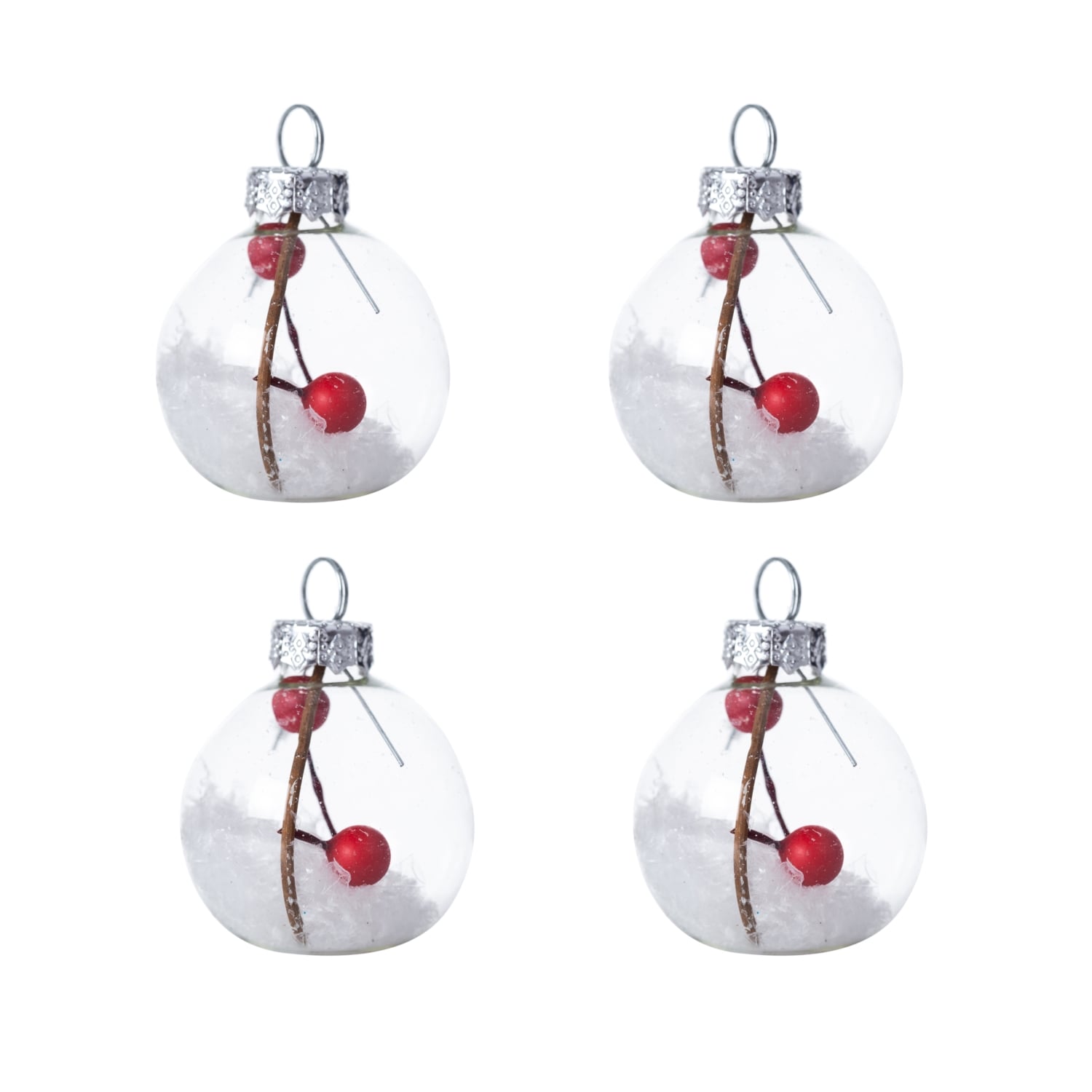 RED GRAINY 4'LÜ AĞAÇ SÜS SETİ 4CM